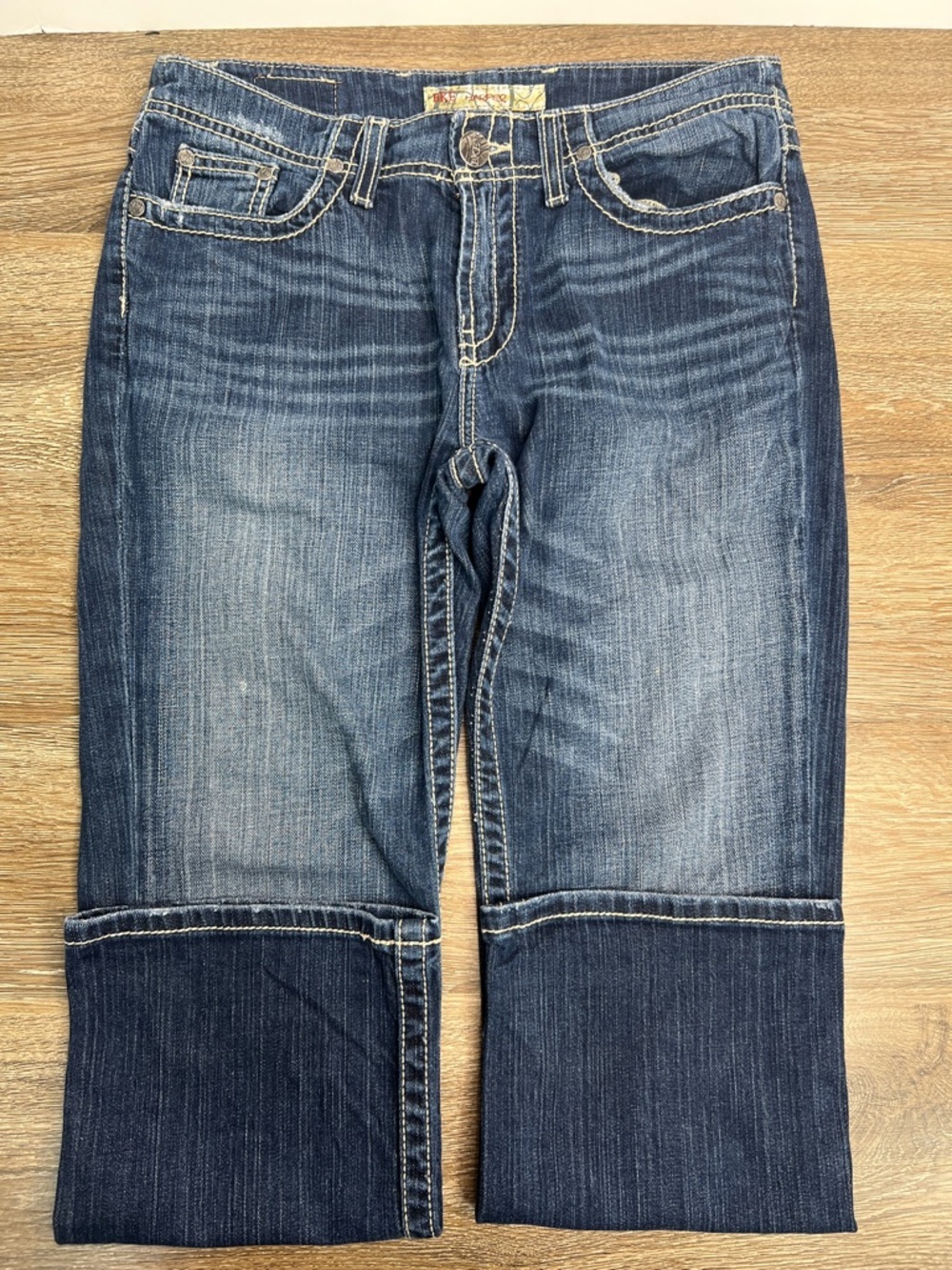 BKE Harper Capri Jeans Women’s Size 28 Medium Wash Contrast Stitch Stretch Denim